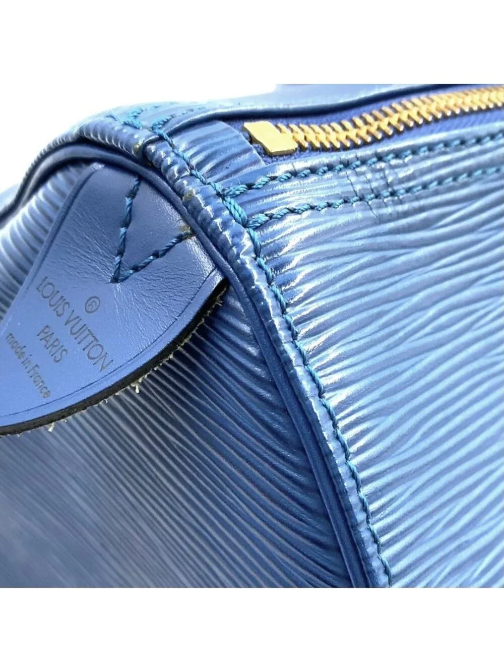 Louis Vuitton Speedy 30 Epi Toledo Blue Leather Handbag Gold